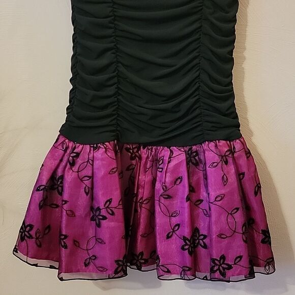 BCX GIRL BLACK AND FUCHSIA DROPPED WAIST FANCY PARTY DRESS, SIZE 10 - Picture 9 of 12